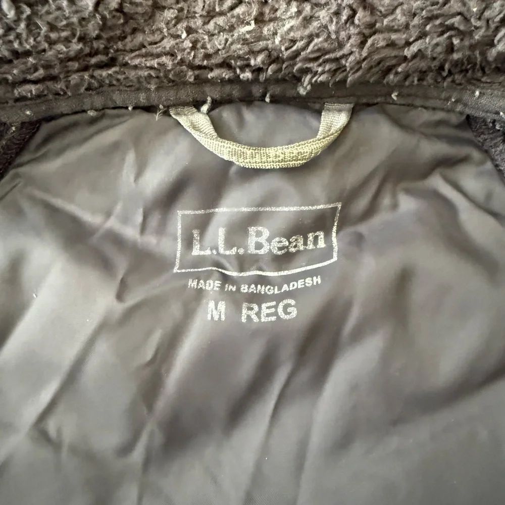 L.L. Bean Downtek Jacket Women's Small Gray Puffer Full Zip Fleece Lined Collar - Picture 4 of 6